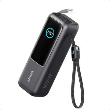 Anker Laptop Power Bank,25,000mAh Portable Charger with 165W Total Output,3 USB-C Ports (100W Max Each),Built-in Retractable Cables,Flight-Ready,for iPhone 17/16 Series,MacBook,Samsung,and More