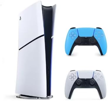 Sony PlayStation 5 Slim Digital Edition with Extra Dualsense Blue Controller - International Version