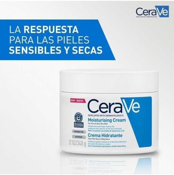 CeraVe Moisturizing Cream, Body and Face Moisturizer for Dry Skin, Body Cream with Hyaluronic Acid and Ceramides, 19 Ounce