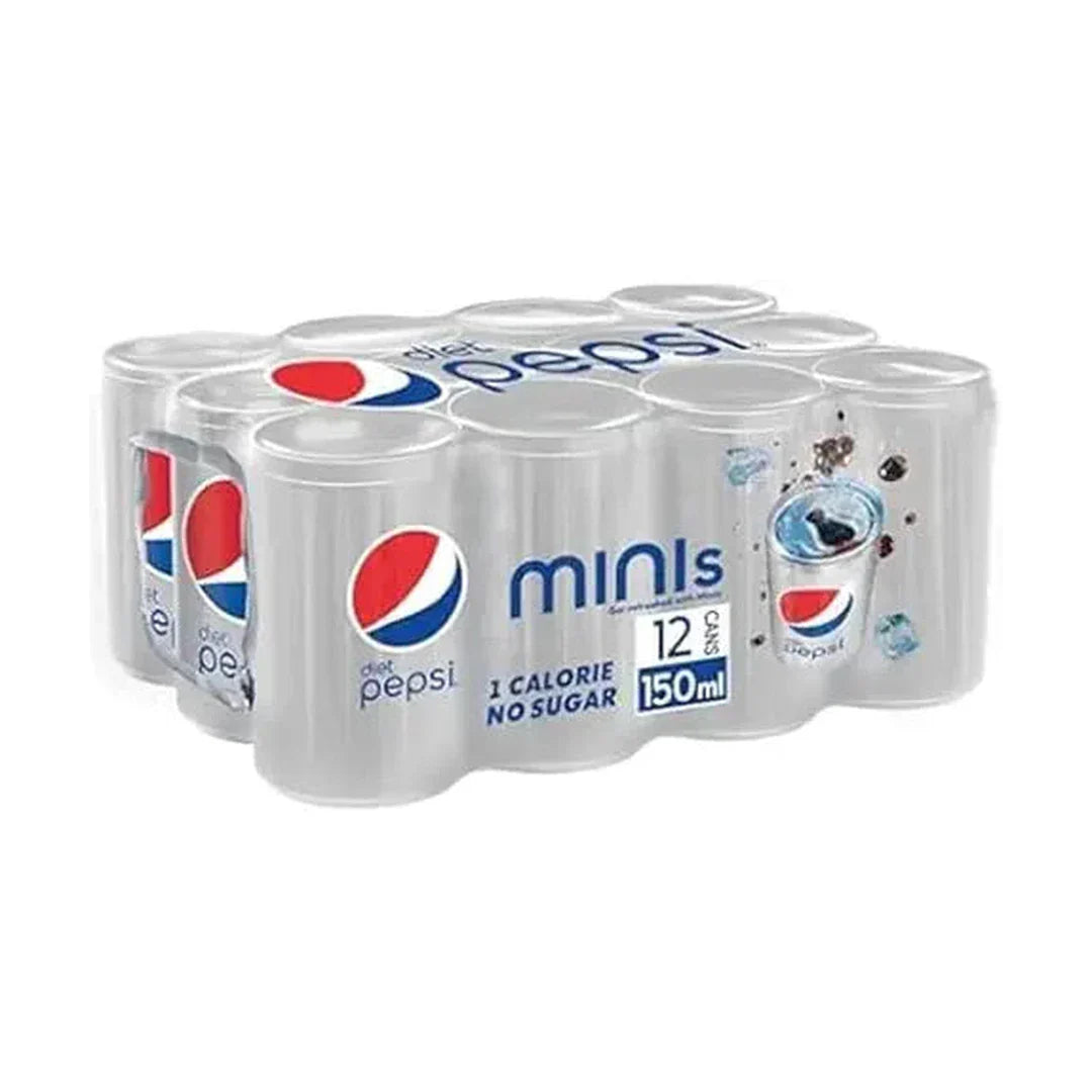 Diet Pepsi Mini Can Soft Drink, 12 X 150 Ml