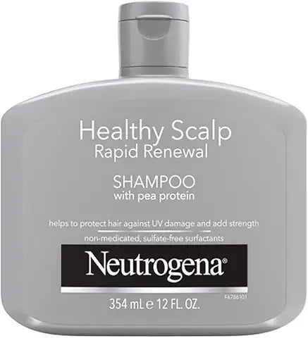 Neutrogena Healthy Scalp Rapid Renewal Shampoo with Pea Protein, UV Damage Protecting for Strong Healthy-Looking Hair, Unscented, White, 12 Fl Oz