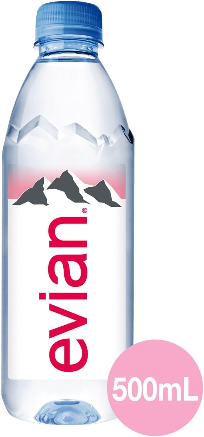 Evian Mineral Water, Naturally Filtered Drinking Water, Bottled Water Crafted By Nature, 500 ml - Pack of 24