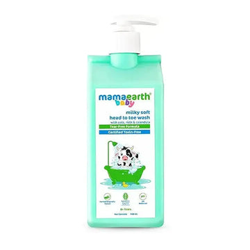 Mamaearth Milky Soft Head to Toe Wash With Oats, Milk, and Calendula for Babies- 400 ml 2-in-1 Tear-Free Body Wash & Shampoo | Moisturizes and Soothes Skin