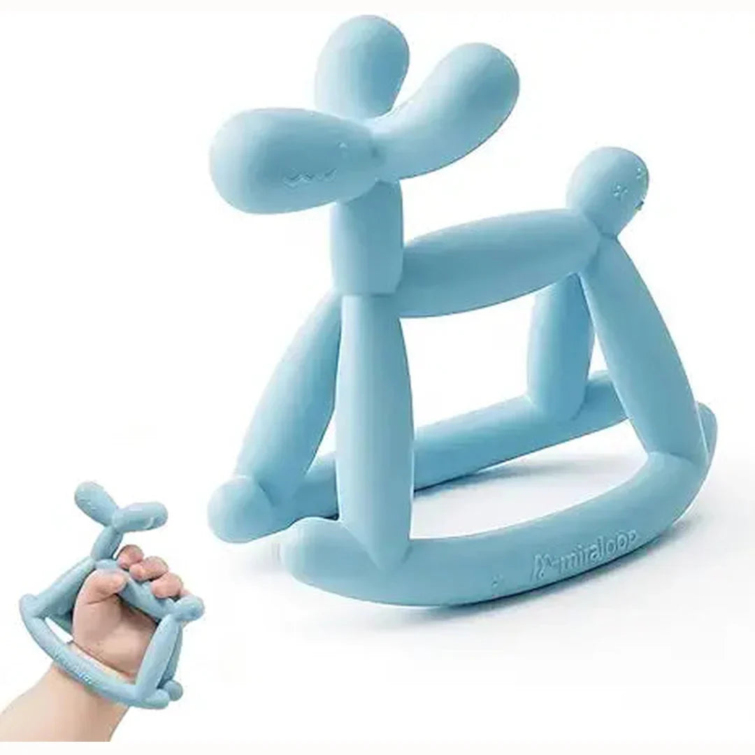 Teething Toy for Baby 0-6, 12, 18 Months Infant, Jellydog Never Drop Food Grade Silicone Rocking Teether, Prevent Choking & Odorless, Less Dust and Hair Adhesion, Baby Gift