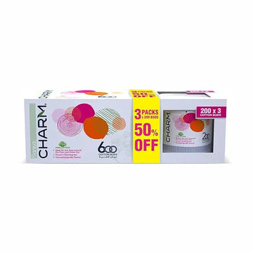 Sanita Charm 100% Cotton Buds, 600 (200x2+1) buds