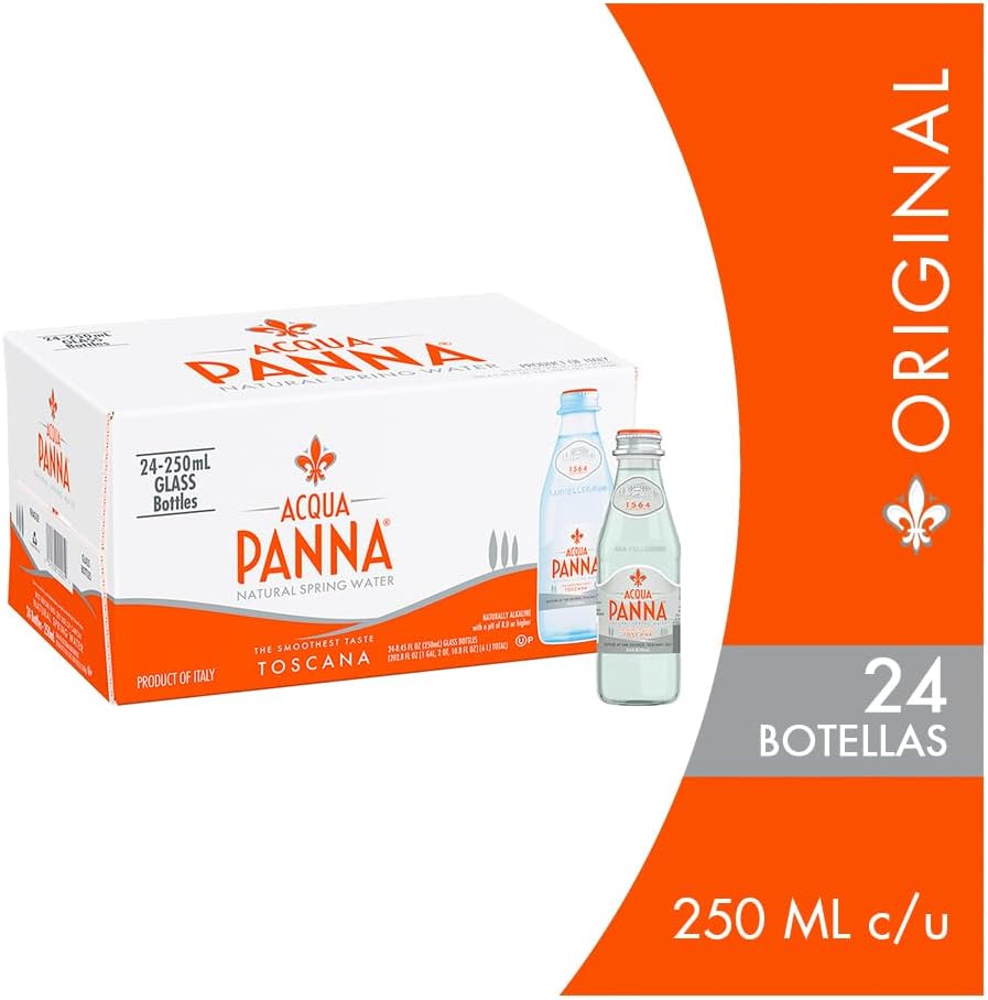 Acqua Panna Natural Spring Water, Glass Bottle, 24 x 250 ml
