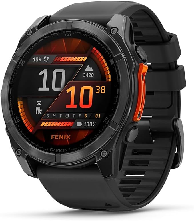 GARMIN FENIX 8 - 51 MM, AMOLED, SAPPHIRE TITANIUM WITH SPARK ORANGE/GRAPHITE SILICONE BAND