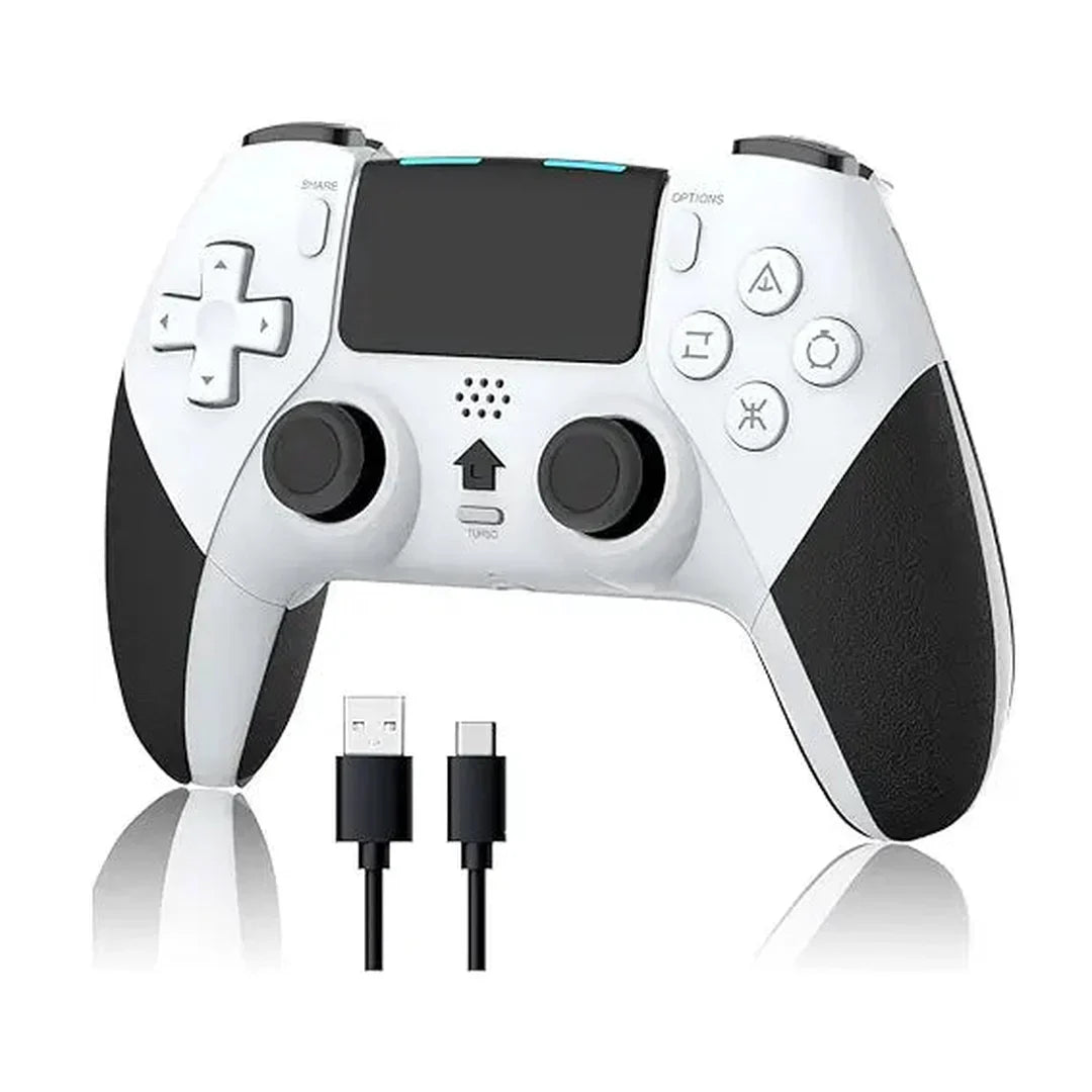 Wireless Pro Controller for PS4 Controller, Game Controller Compatible with Playstation 4/Slim/Pro/PC,Built-in 800mAh Rechargeable Battery/Responsive Joystick and Buttons/Audio/Turbo (White & Black)
