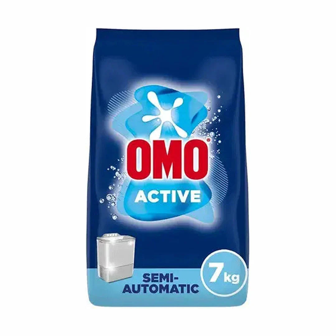 OMO Semi - Automatic Powder Laundry Detergent, Active, up to 100% stain removal in just one wash, 7 Kg, Packaging may vary