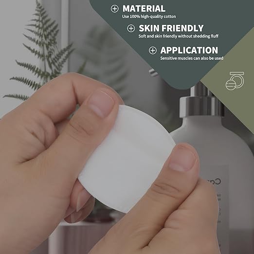 SKY-TOUCH 100% cotton makeup remover pads, 150 pieces of soft round cotton pads. Suitable for sensitive skin, gentle makeup removal, pure cotton round makeup remover pads, soft and durable, 5.8*5.8cm
