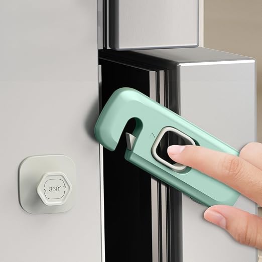 5 Pack Child Proof Refrigerator Lock, Fridge Locks for Kids with Sticky Adhesive Pads, Child Safety Locks for Doors, RV Refrigerator, Oven Lock Child Safety Baby Cabinet Locks - Grey Updated