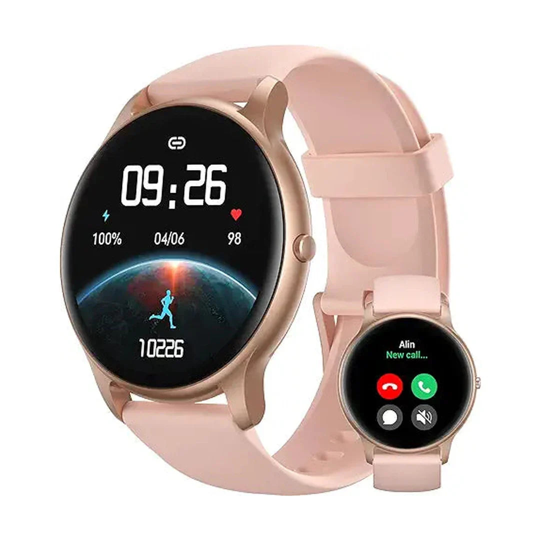 Parsonver Smart Watch for Women(Answer/Make Calls), HD Screen Fitness Tracker IP68 Waterproof, 100+ Sport Modes, Heart Rate/Sleep/SpO2/Steps Monitor, Round Smartwatch for Android & iPhone, Rose Gold