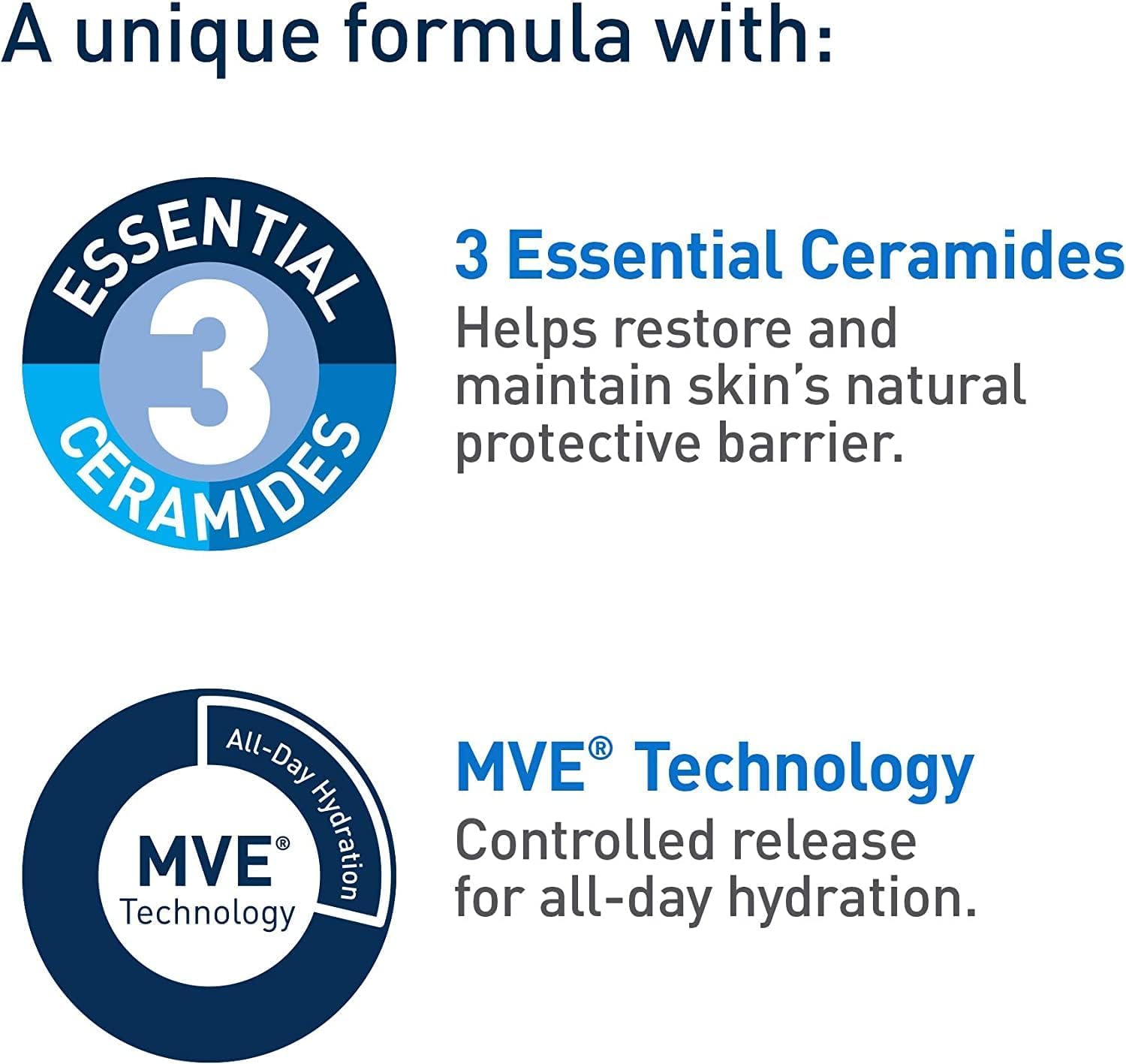 CeraVe Moisturizing Cream, Body and Face Moisturizer for Dry Skin, Body Cream with Hyaluronic Acid and Ceramides, 19 Ounce