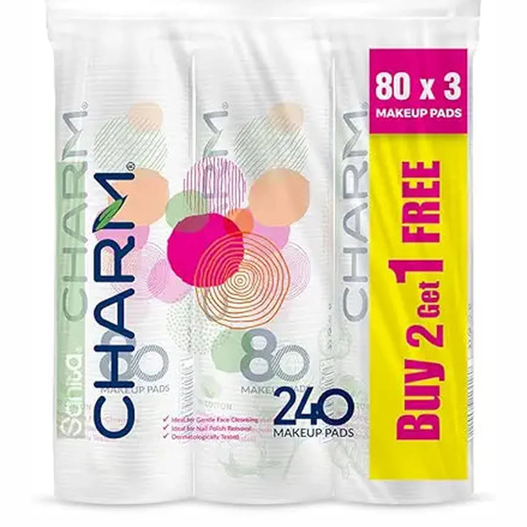 Charm 100% Cotton Pads, 240 (80x2+1) pads
