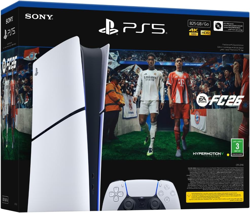 PlayStation 5 Digital Edition Console 825 GB - EA SPORTS FC26 Bundle, 2 Year Manufacturer Warranty (KSA Version)