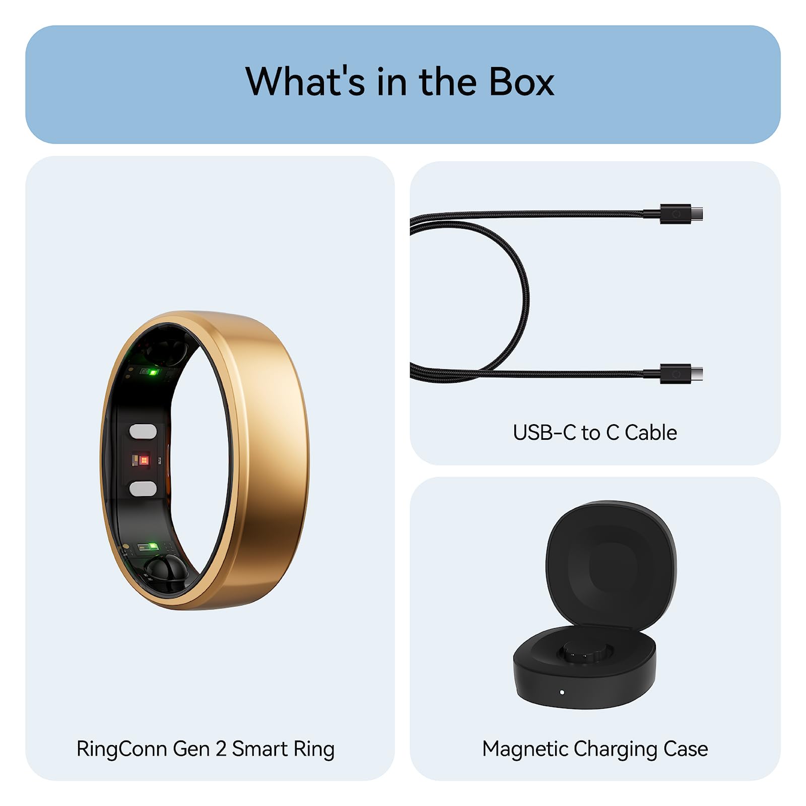 RingConn Gen 2, World’s First Smart Ring with Sleep Apnea Monitoring, No APP Subscription, 12-Day Battery Life, Stress/Heart Rate/Women's Health Tracker, Android & iOS Compatible (Black, Size 6)