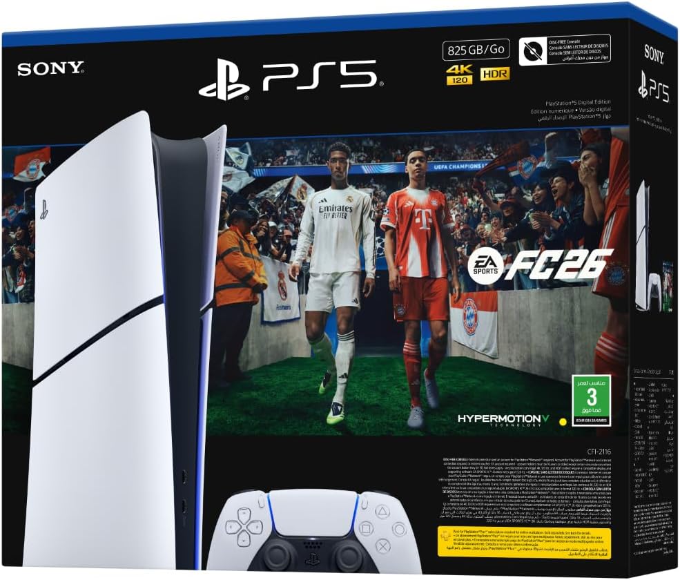 PlayStation 5 Digital Edition Console 825 GB - EA SPORTS FC26 Bundle, 2 Year Manufacturer Warranty (KSA Version)