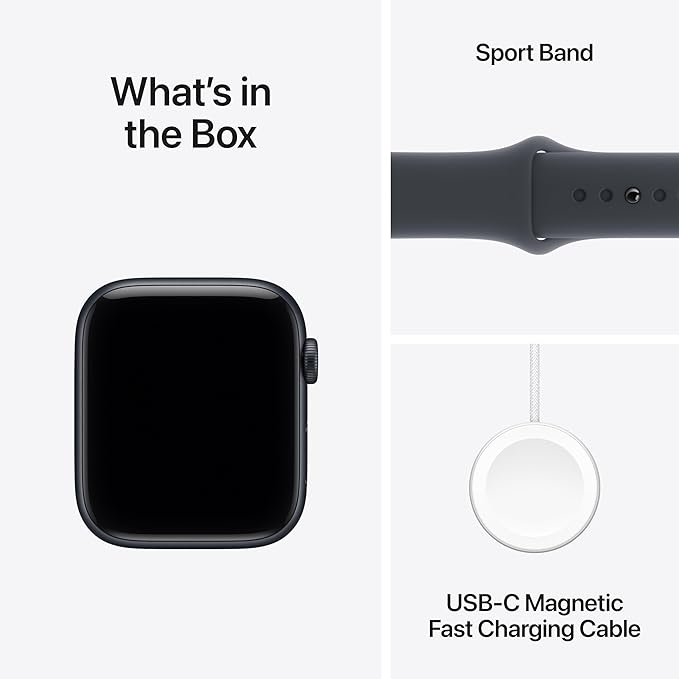 Apple Watch SE 3 GPS 44mm Smartwatch with Midnight Aluminium Case with Midnight Sport Band S/M. Fitness and Sleep Trackers, Heart Rate Monitor, Always-On Display, Water Resistant