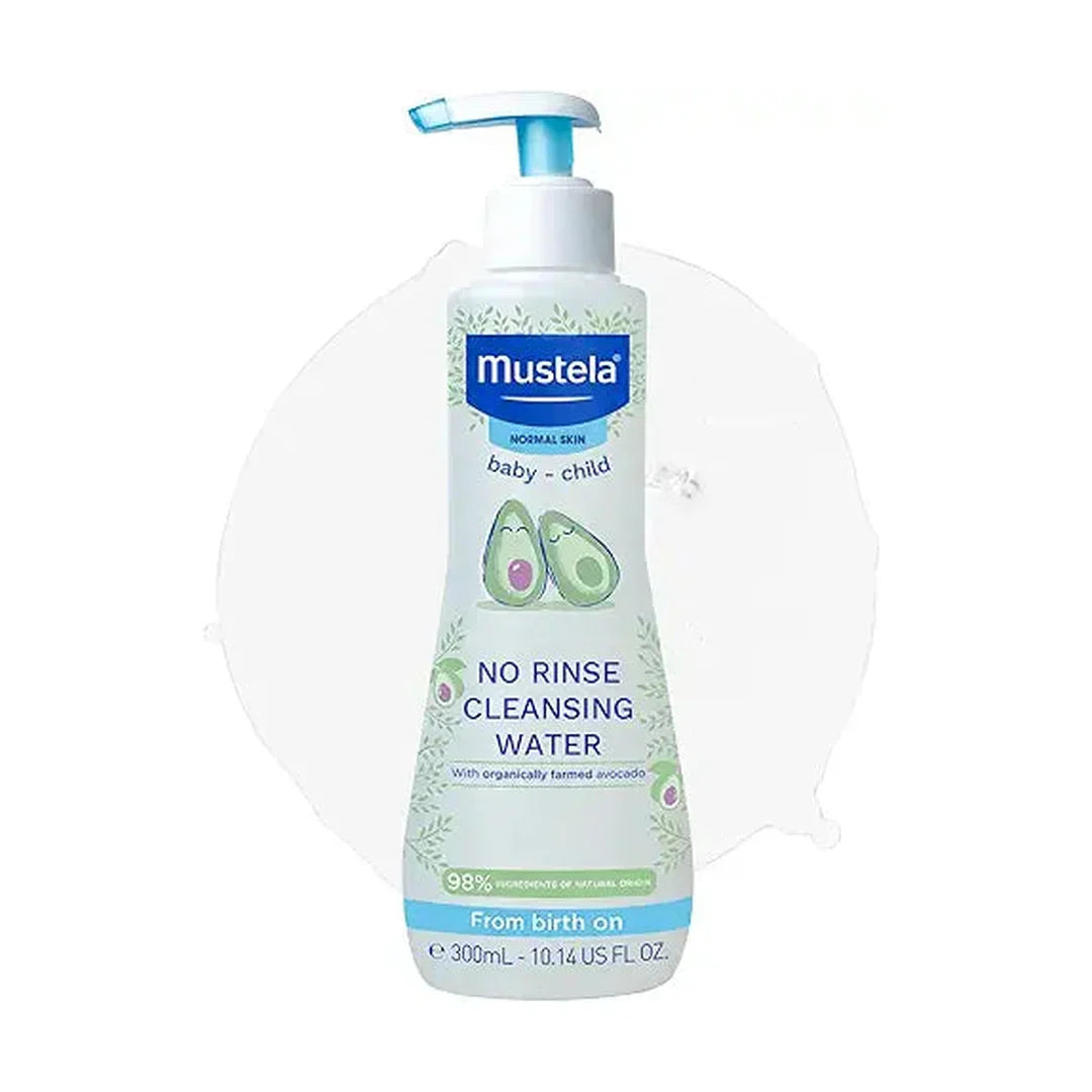 Mustela Baby Cleansing Water - No-Rinse Micellar Water - with Natural Avocado for Baby's Face, Body & Diaper - 300ml