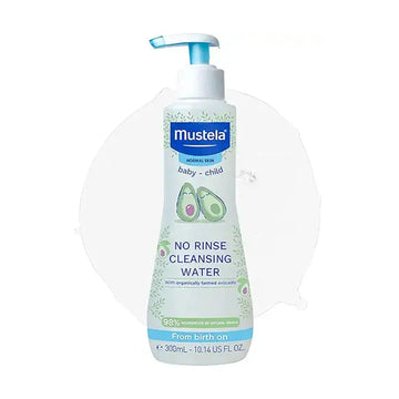Mustela Baby Cleansing Water - No-Rinse Micellar Water - with Natural Avocado for Baby's Face, Body & Diaper - 300ml