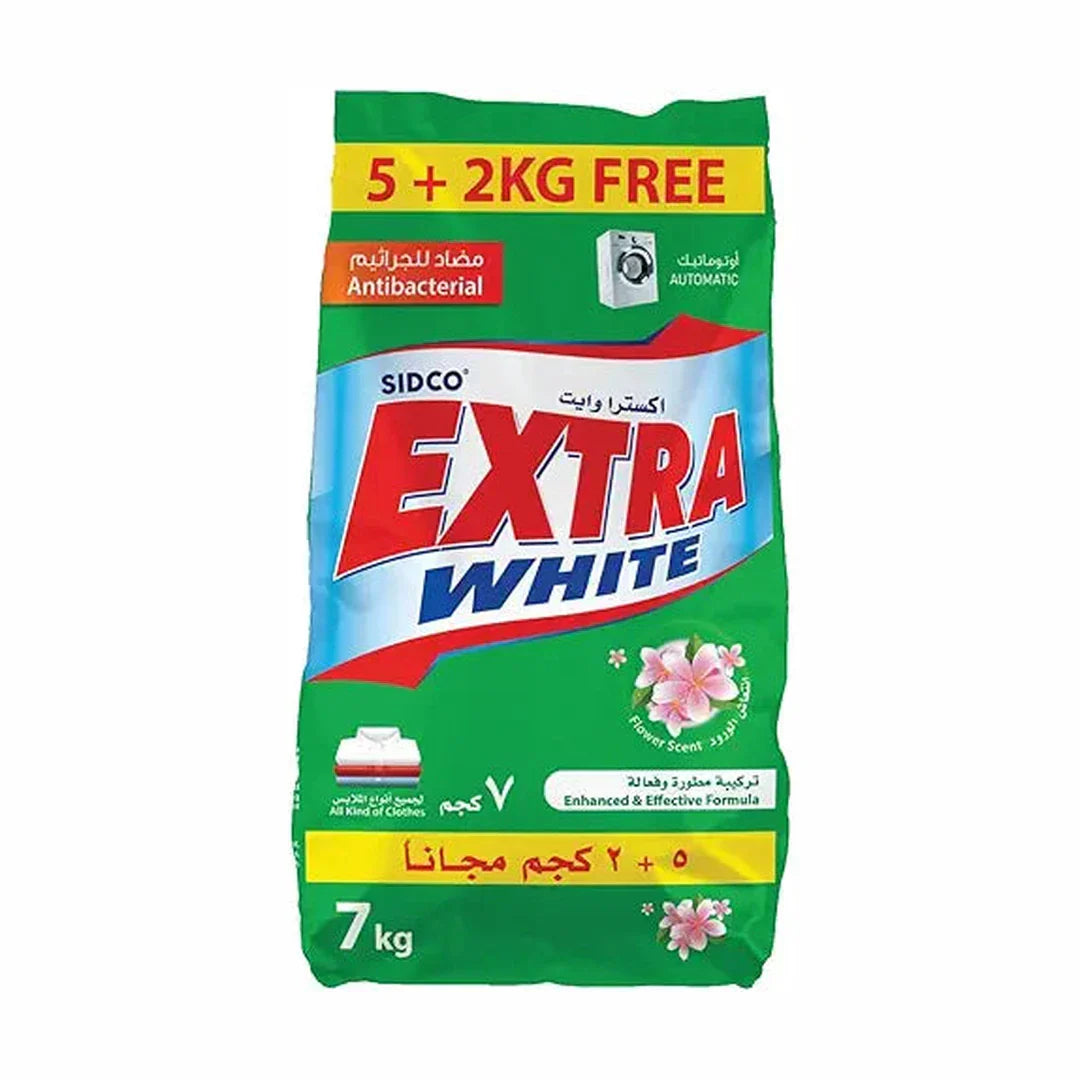 Extra White Powder Detergent, Flower Low Foam, 5+ 2 Kg FREE