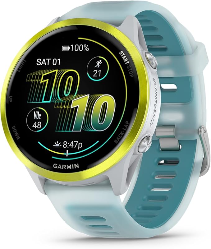 Garmin Forerunner 570, 42mm, Advanced GPS Running and Triathlon Smartwatch, AMOLED Display, Training and Recovery Features, Slate Gray Aluminum with Translucent Black/Black Band