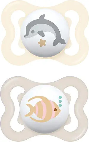 MAM Mini Air Pacifiers (2 pack), MAM Sensitive Skin Pacifier 0-6 Months, Best Pacifier for Breastfed Babies, Unisex Pacifiers