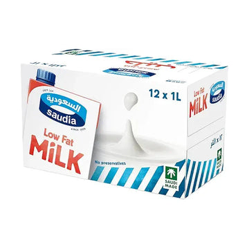 Saudia low fat milk, 12 x 1 litre - pack of 1
