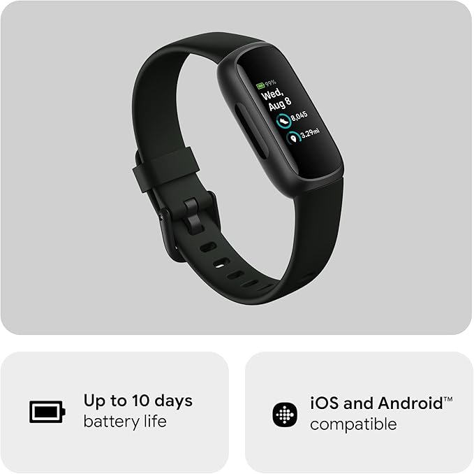Fitbit Inspire 3 Activity Tracker with 6-months Premium Membership Included, up to 10 days battery life and Daily Readiness Score - Black/Midnight Zen, One Size