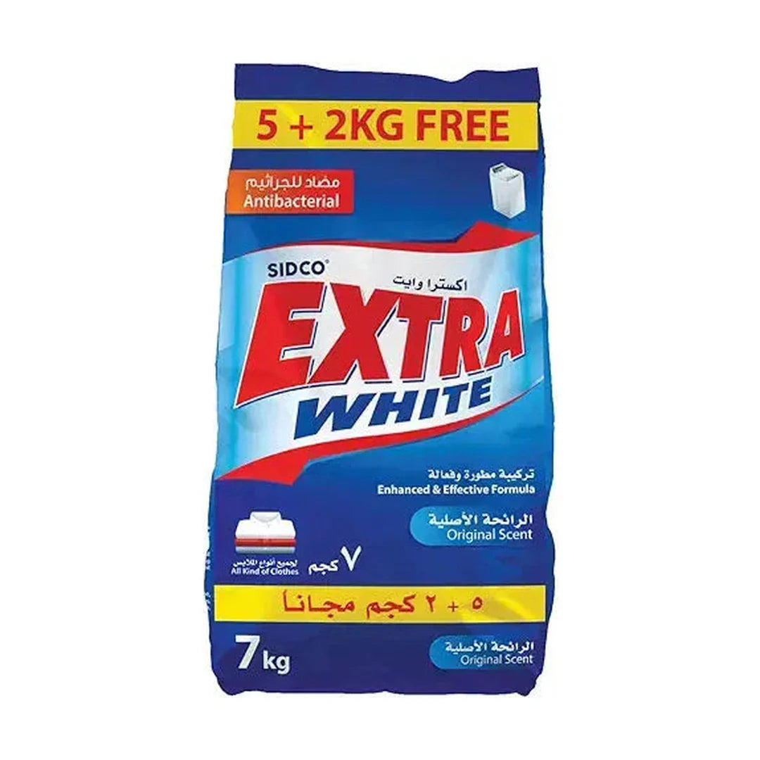 Extra White Powder Detergent, Original High Foam, 5+2 Kg FREE