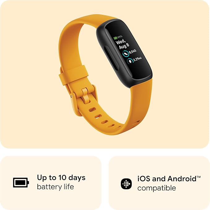 Fitbit Inspire 3 Activity Tracker with 6-months Premium Membership Included, up to 10 days battery life and Daily Readiness Score - Black/Midnight Zen, One Size