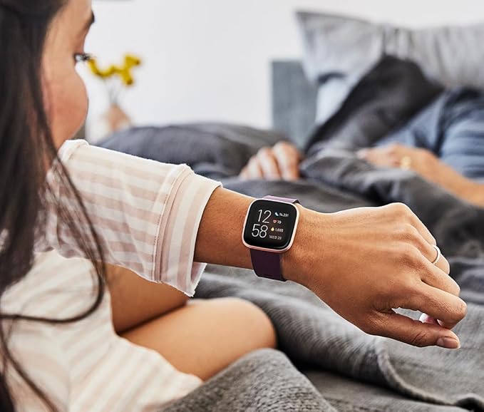 Fitbit Versa 2 Health and Fitness Smartwatch - Bordeaux/Copper Rose Aluminium