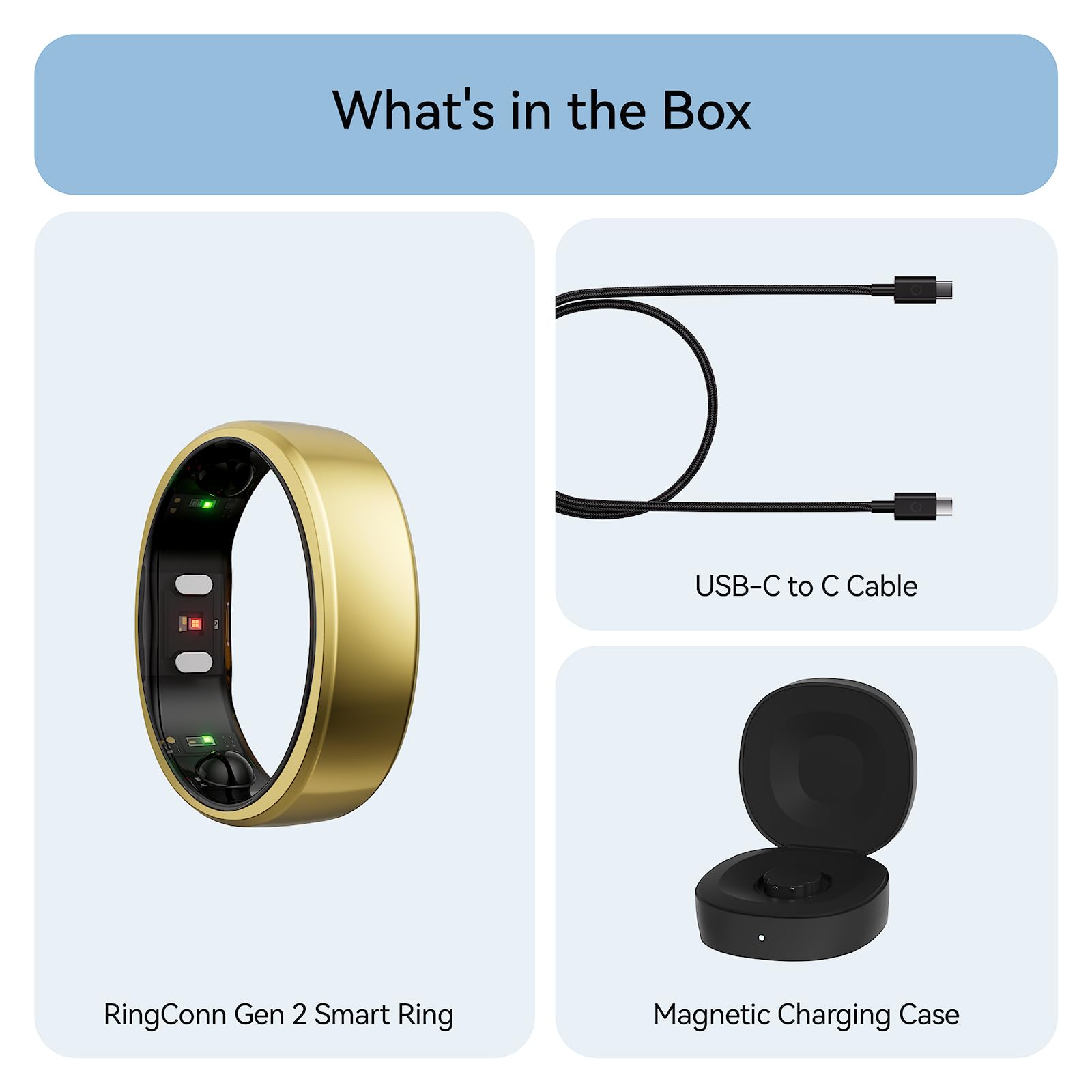 RingConn Gen 2, World’s First Smart Ring with Sleep Apnea Monitoring, No APP Subscription, 12-Day Battery Life, Stress/Heart Rate/Women's Health Tracker, Android & iOS Compatible (Black, Size 6)