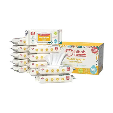 hibobi Baby Wipes - 99% Water Ultra-Mild Cleansing Baby Refresh Wipes, 720 Count(12 Packs)
