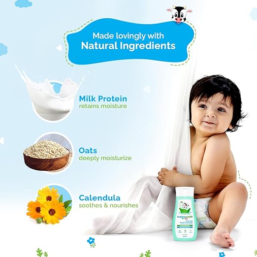 Mamaearth Milky Soft Head to Toe Wash With Oats, Milk, and Calendula for Babies- 400 ml 2-in-1 Tear-Free Body Wash & Shampoo | Moisturizes and Soothes Skin