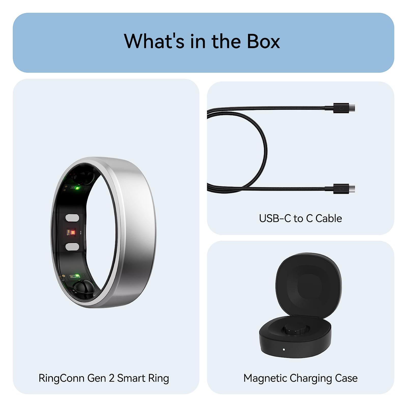 RingConn Gen 2, World’s First Smart Ring with Sleep Apnea Monitoring, No APP Subscription, 12-Day Battery Life, Stress/Heart Rate/Women's Health Tracker, Android & iOS Compatible (Black, Size 6)