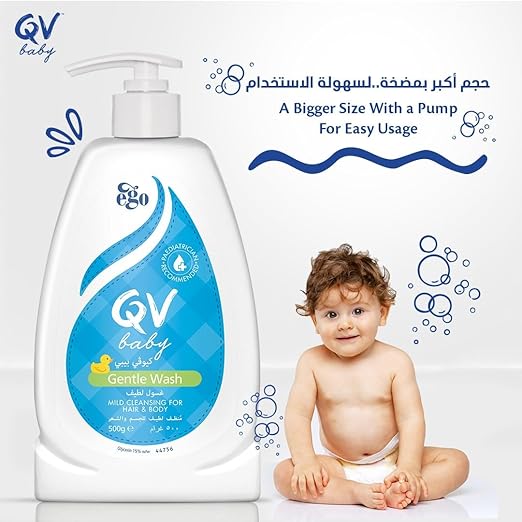 QV Baby Gentle Wash 500g | Mild, Soap-Free Cleanser for Sensitive Skin | Hypoallergenic, Fragrance-Free, Dermatologist Recommended | Ideal for Daily Use