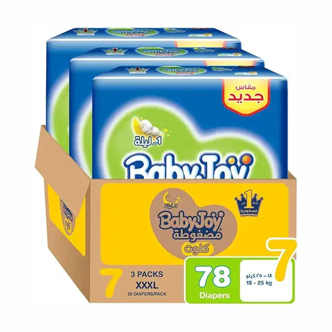 Babyjoy Culotte, Size 7, XXXL, 18-25 Kg, Jumbo Box, 78 Diaper Pants