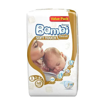 Sanita Bambi, Size 1, Newborn, 2-4 Kg, Value Pack, 48 Diapers