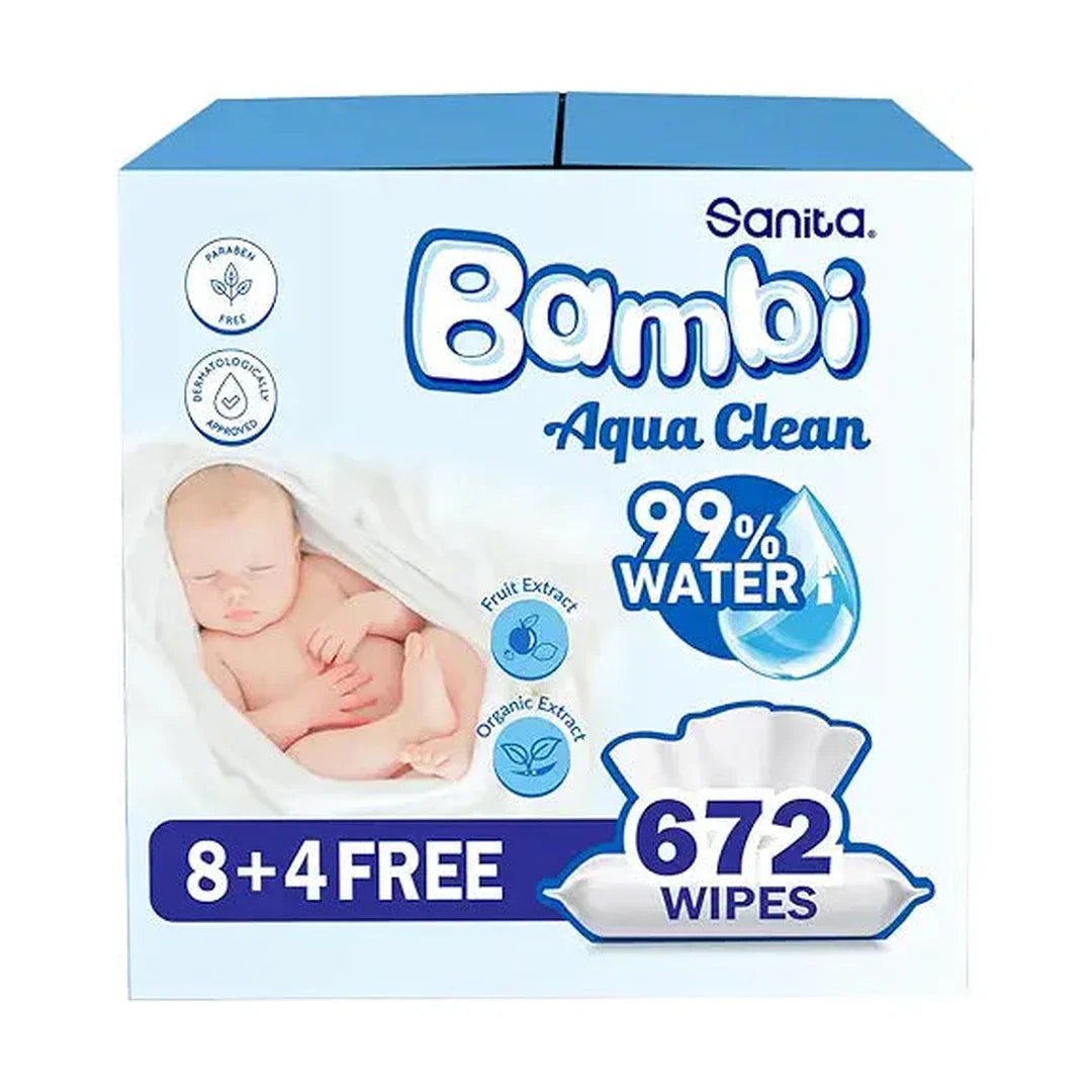 Sanita Bambi Water Wipes, 12X56, 672 Baby Wet Wipes