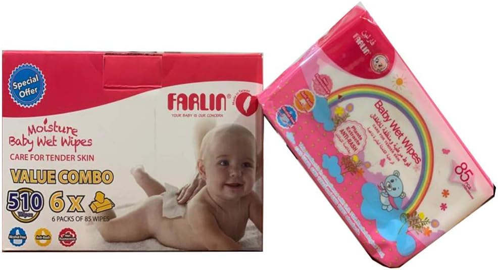 Farlin Anti-rash, 510 Wet Wipes (6 Packs*85)