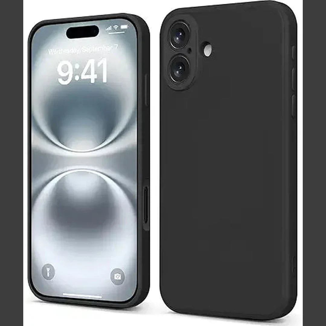 INFOSUN iPhone 16 Plus Case Silicone Protective Cover, Ultra Slim Soft Silicone Gel TPU Cover, Anti-Scratch Anti-Fingerprint Case Compatible with Apple iPhone 16 Plus（6.7Inch) (2024) (Black）