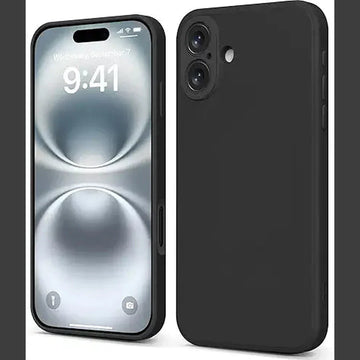 INFOSUN iPhone 16 Plus Case Silicone Protective Cover, Ultra Slim Soft Silicone Gel TPU Cover, Anti-Scratch Anti-Fingerprint Case Compatible with Apple iPhone 16 Plus（6.7Inch) (2024) (Black）