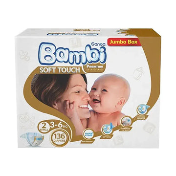 Sanita Bambi, Size 2, Small, 3-6 Kg, Jumbo Box, 136 Diapers