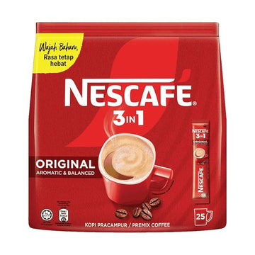 Nescafe 3 In 1 Instant Coffee Sticks Original - Best Asian Coffee Imported From Malaysia- Bag, 18 Gram