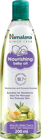Himalaya Nourishing Baby Oil, 200ml – Ideal for Baby Massage | 99.7% Natural Origin Ingredients | With Olive Oil & Winter Cherry | Deep Moisturization, Prevents Dryness | Suitable for Newborns