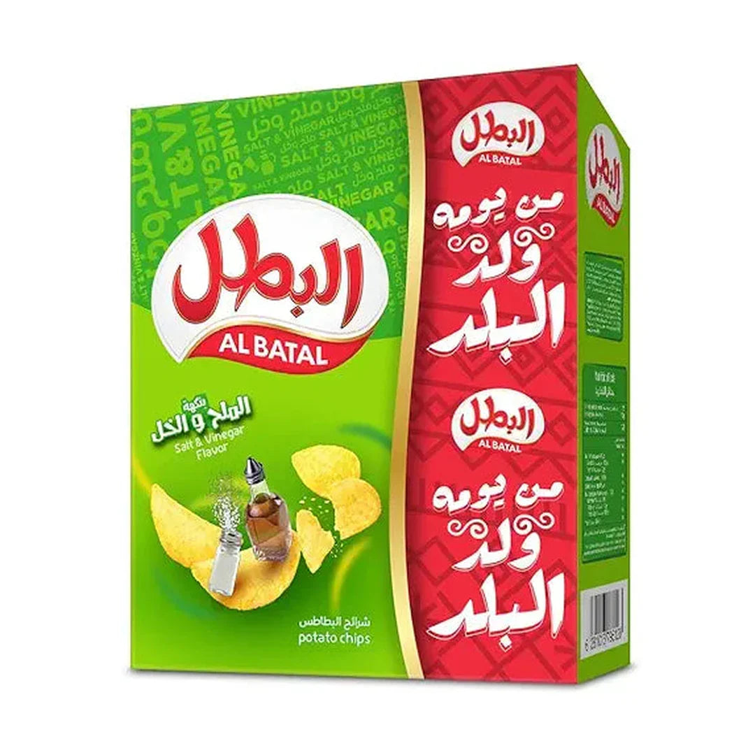 Al Batal Salt & Vinegar Flavor Potato Chips, 12 x 23 g