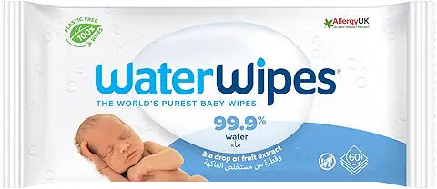 WaterWipes Sensitive Newborn Biodegradable Unscented Wipes, Pack of 60