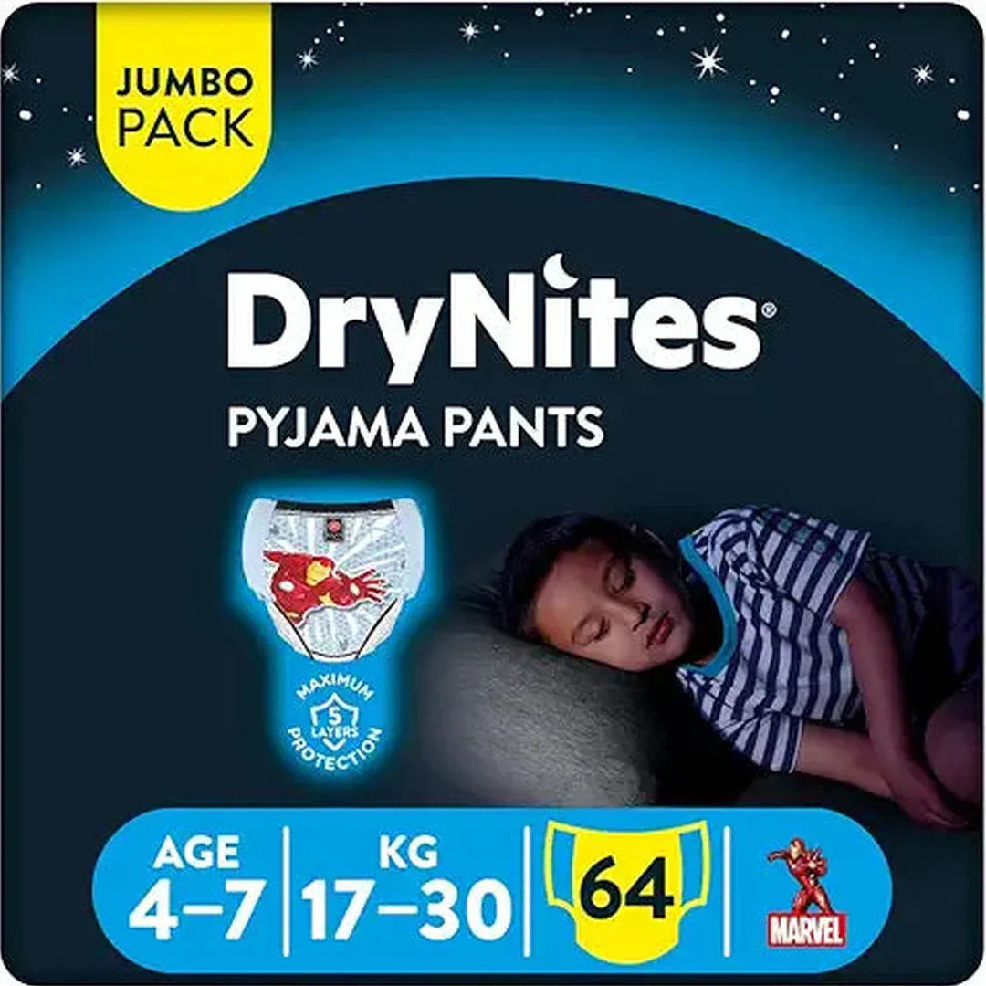 Huggies, DryNites Bedwetting Pyjama Pants for Boys, Pullup Diaper Pants Age 4-7 (17-30 kg)