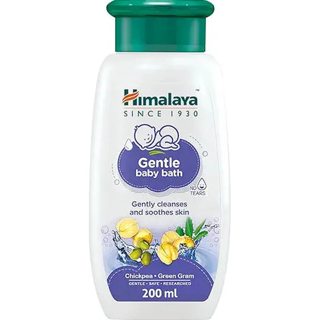 Himalaya No Tears Gentle Baby Bath, 200ml – Gently Cleanses & Soothes with Chickpea & Green Gram | Skin-Friendly pH, Mild Fragrance | Free from Alcohol, Parabens & Sulphates